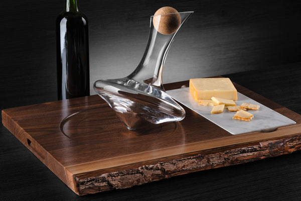 JR Marble Live Edge Walnut Stand with Marble Charcuterie Board