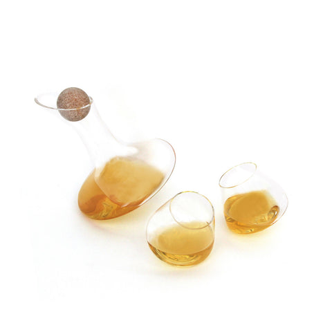 Set of two 5 oz Tad Revolving Glasses and 375 mL Tad Decanter