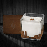 Atlanta City Skyline Wood Wrapped Candle | Mahogany Scented Soy Based Square Candles With Wood Lid