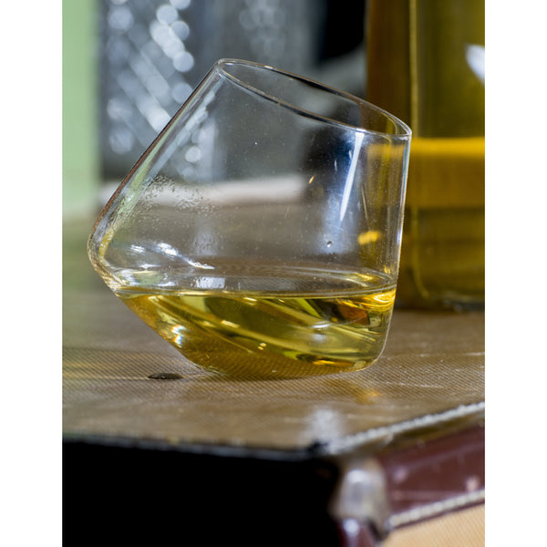 Tad 5oz Revolving Non-Spill Whiskey Glass with Wood Coaster.