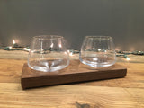 Tad Glass Pair Revolving 5oz Glasses with Walnut Finish Stand