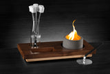 Ultimate S'mores Kit - Concrete Firepit, Metal Snuffer, 6 Skewers, Skewers Glass, and Wood Tray.