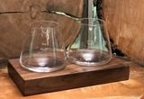 Swoon Revolving Pair 12oz Wine Glasses with a Walnut Finish Stand