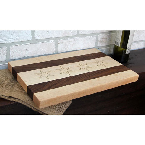 Chicago Flag Maple and Cherry Wood Cutting Board