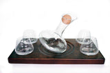 JR Foursome Walnut JR decanter and Four Revolving 12oz Glasses Set with Walnut Finished Tray.