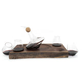 Just Right 730ml Wine Decanter & 4 Revolving 12oz Wine Glasses with Live Edge Walnut Serving Tray