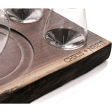 Just Right 730ml Wine Decanter & 4 Revolving 12oz Wine Glasses with Live Edge Walnut Serving Tray