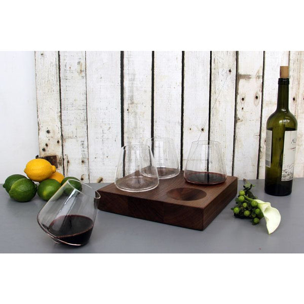 Tad 5oz Revolving Non-Spill Whiskey Glass with Wood Coaster.