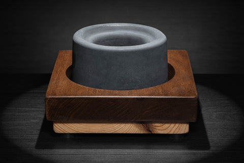 Concrete Firepit with hand made wood stand