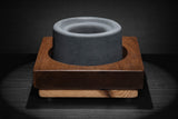 Concrete Firepit with hand made wood stand