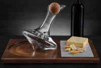 JR Charcuterie  JR Wine Decanter on  Walnut Finished Stand with Marble Charcuterie Board