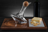 JR Charcuterie  JR Wine Decanter on  Walnut Finished Stand with Marble Charcuterie Board