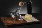 JR Charcuterie  JR Wine Decanter on  Walnut Finished Stand with Marble Charcuterie Board